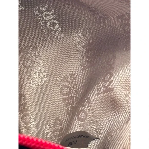 Michael Kors Jacquard Monagram Wristlet‎ Mini Bag Red Leather Signature Lining - Picture 14 of 16